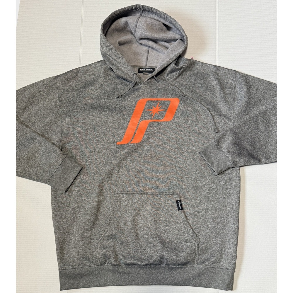 POLARIS - Men's Retro Orange Logo Gray Hoodie - Size XX-Large - 2XL
